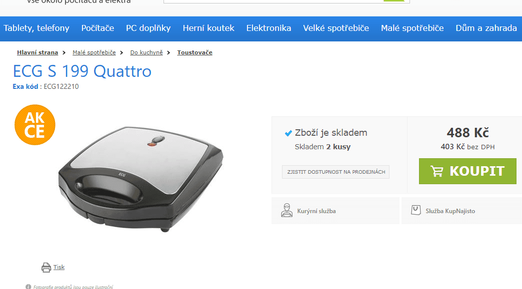 Sendvičovač ECG na 4 toasty