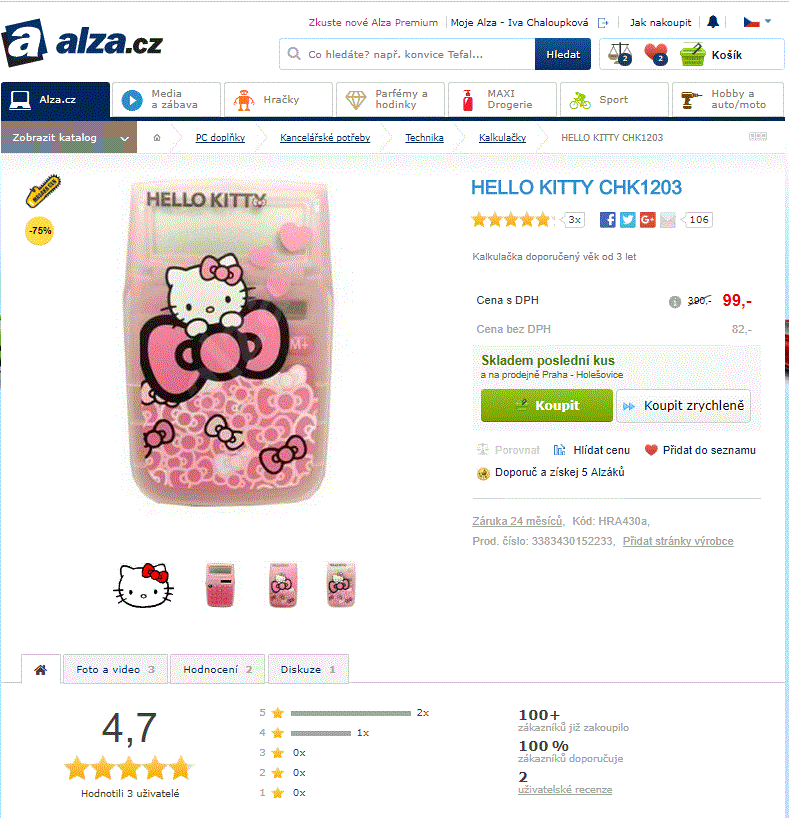 Kalkulačka Hello Kitty