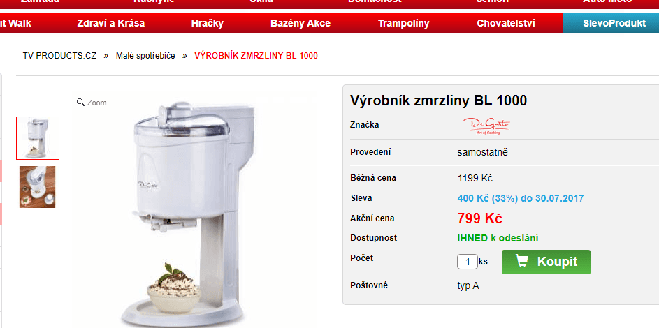 Výrobník zmrzliny De Gusto BL 1000