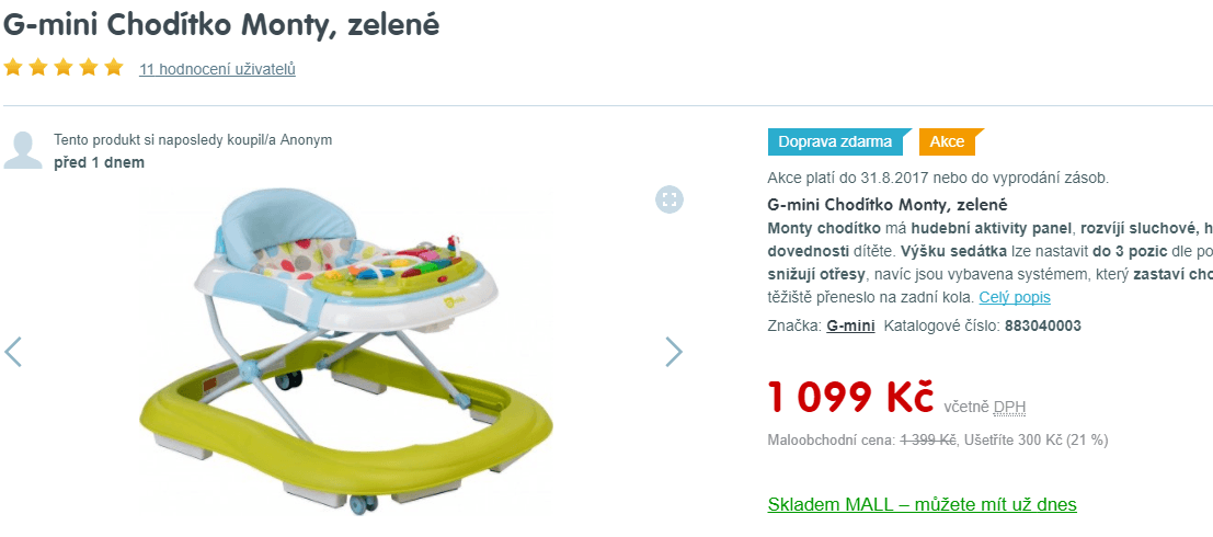 Dětské chodítko G-mini Monty