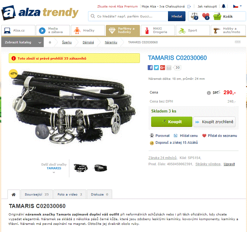 Kožený náramek Tamaris, 18 cm