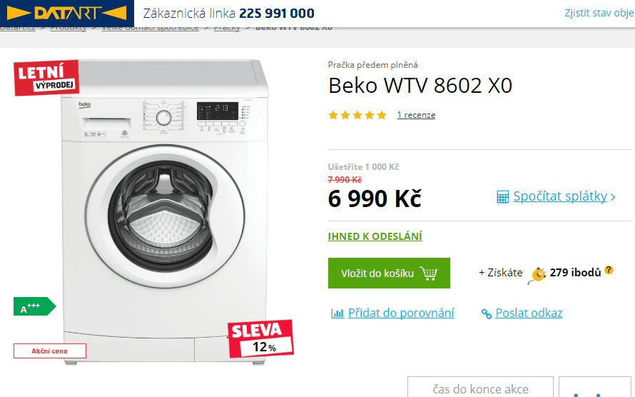 Pračka Beko, 8kg, 1200 ot., A+++