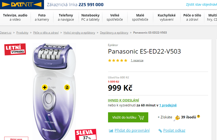 Epilátor Panasonic, wet&dry
