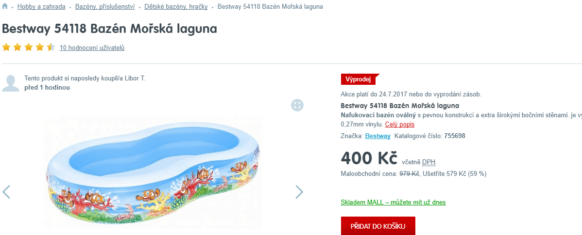 Dětský bazén Bestway, 2,62x1,57 m