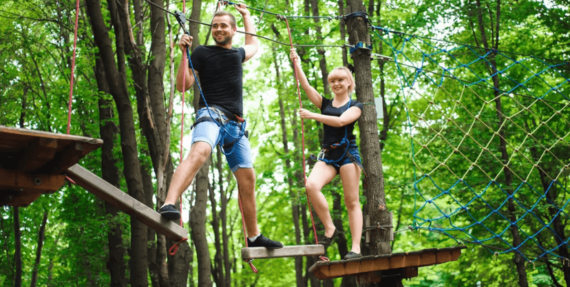 2 hodiny v outdoorovém lanovém parku