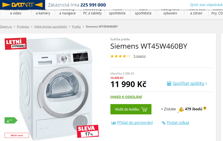 Sušička prádla Siemens, 8kg, A++