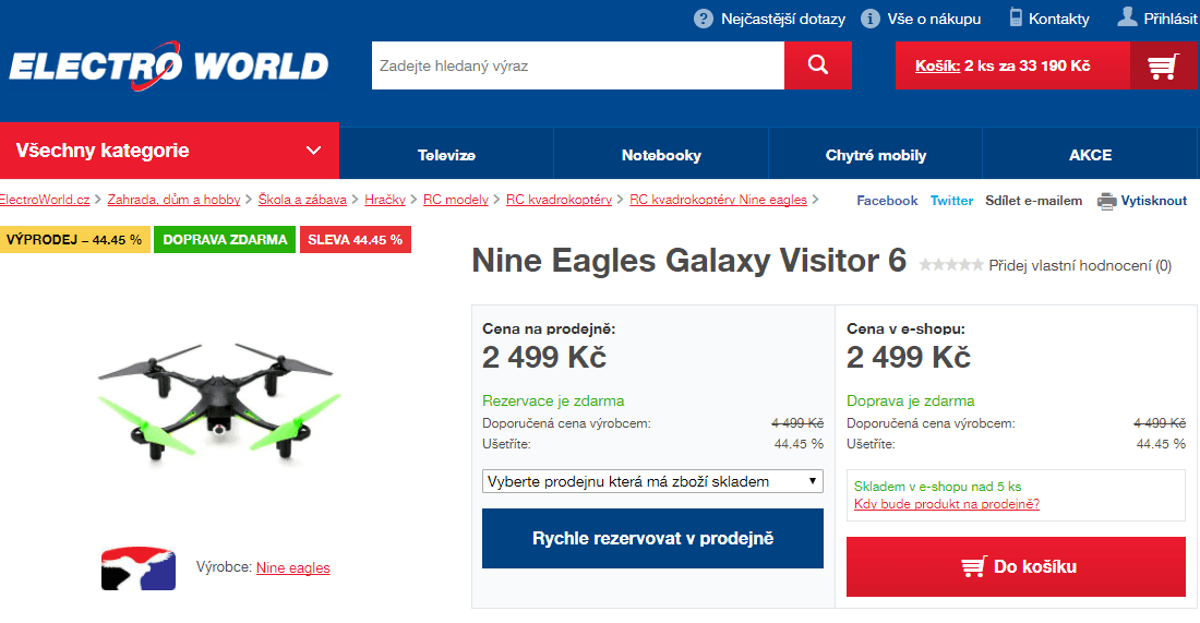 Dron Nine Eagles, HD Wifi kamera