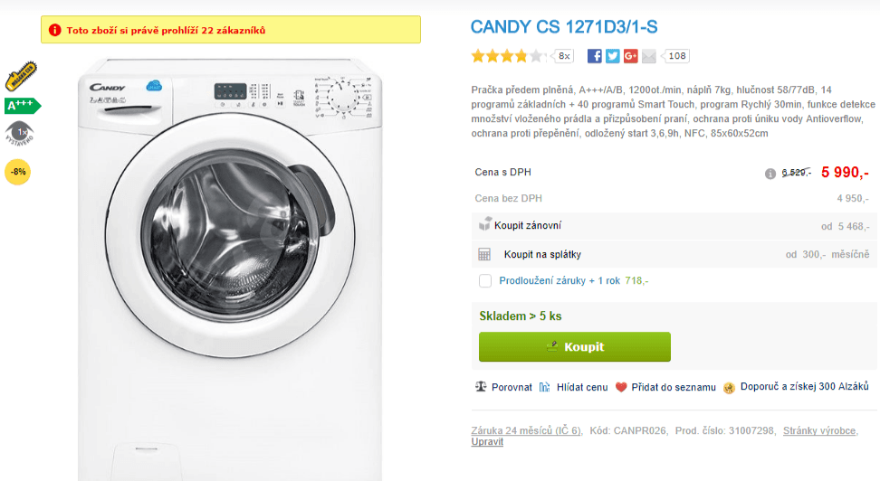 Candy, 7kg, 1200 ot., NFC, A+++