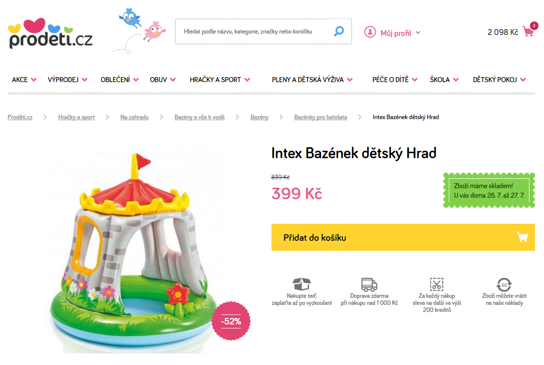 Intex Bazének dětský Hrad