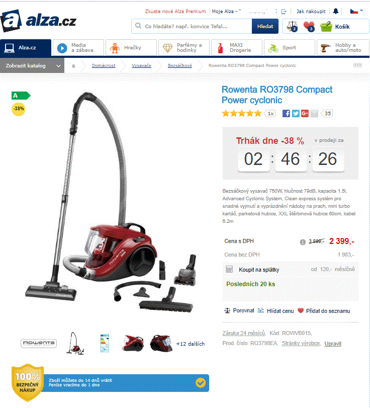 Bezsáčkový vysavač Rowenta, cyklón, 750W