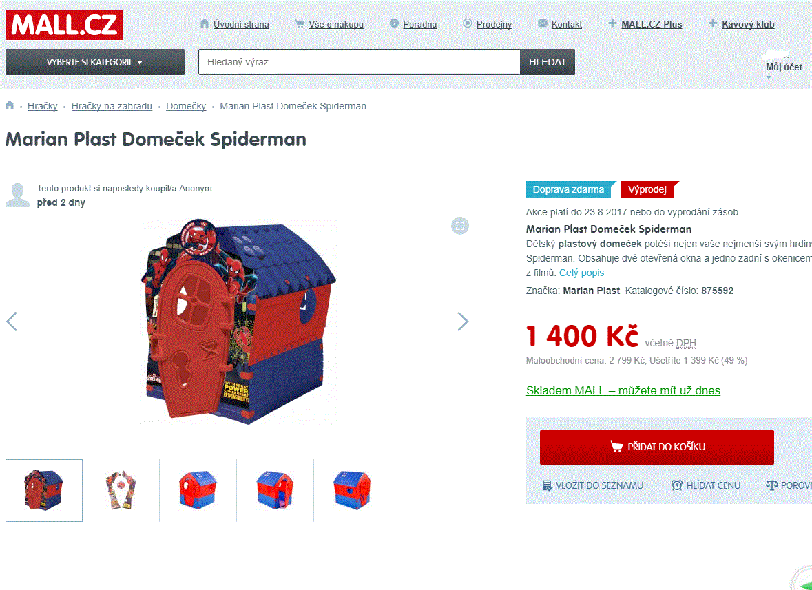 Dětský domeček Spiderman, 110x90x95 cm