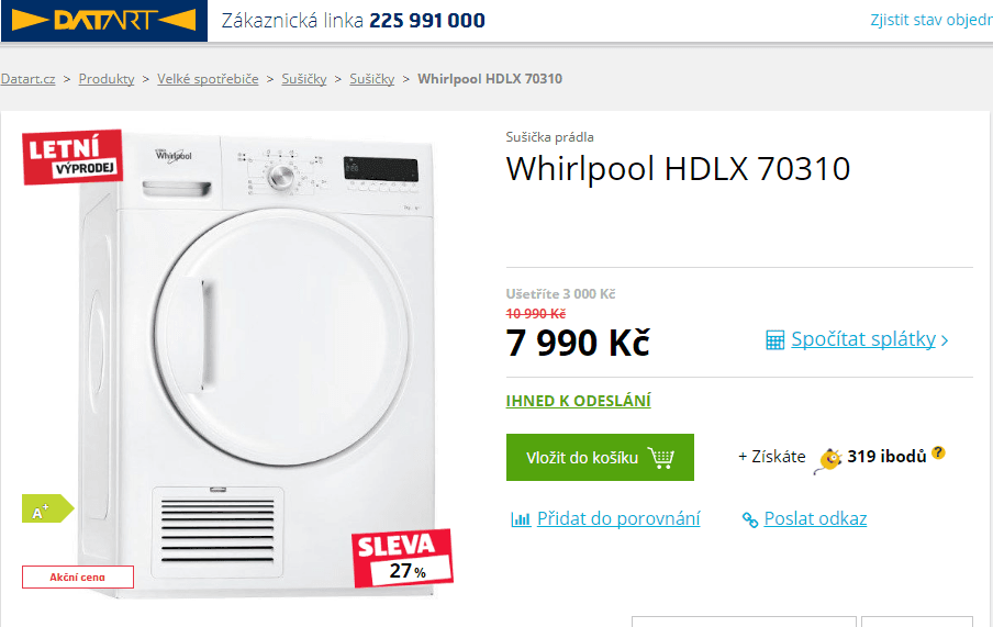 Kondenzační sušička prádla Whirlpool, 7kg