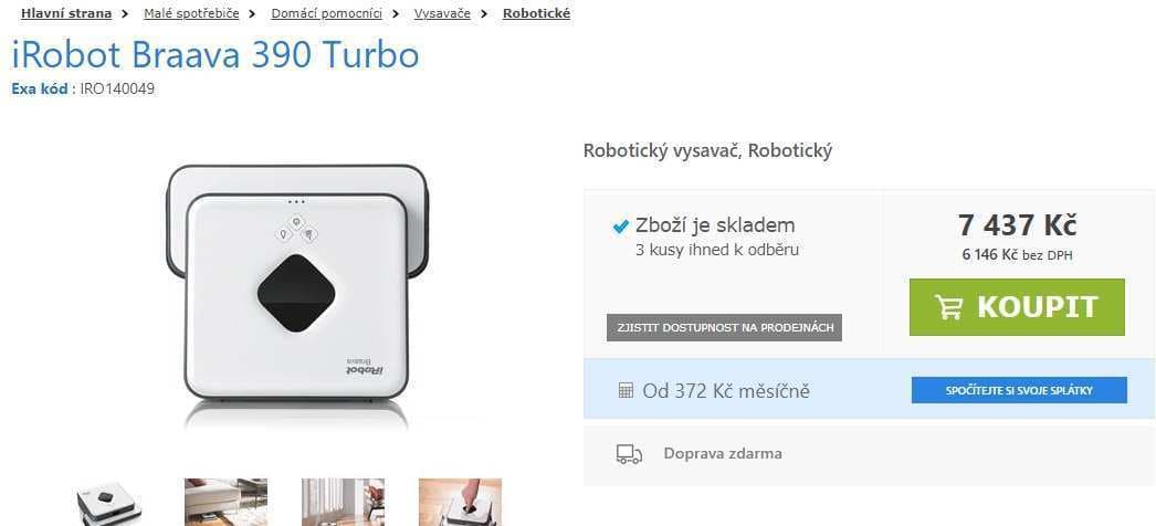 Robotický mop iROBOT Braava 390 Turbo