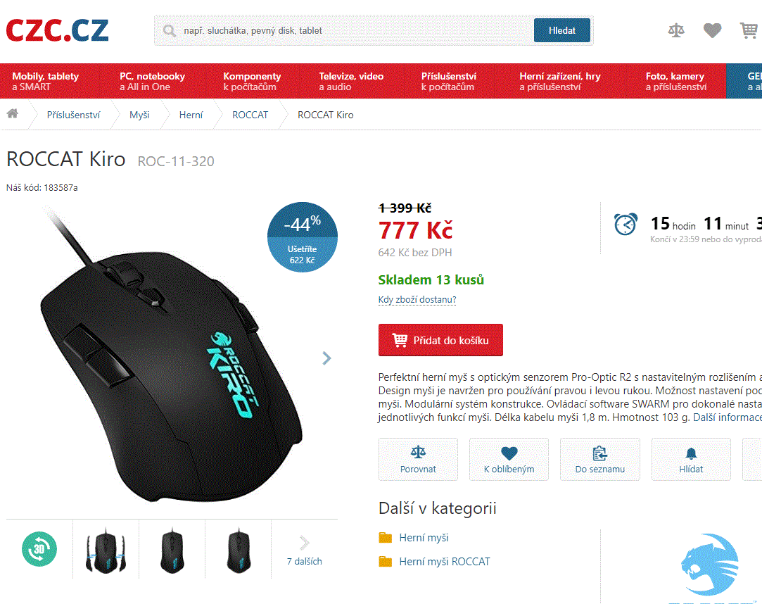 Herní myš Roccat Kiro, ROC-11-320