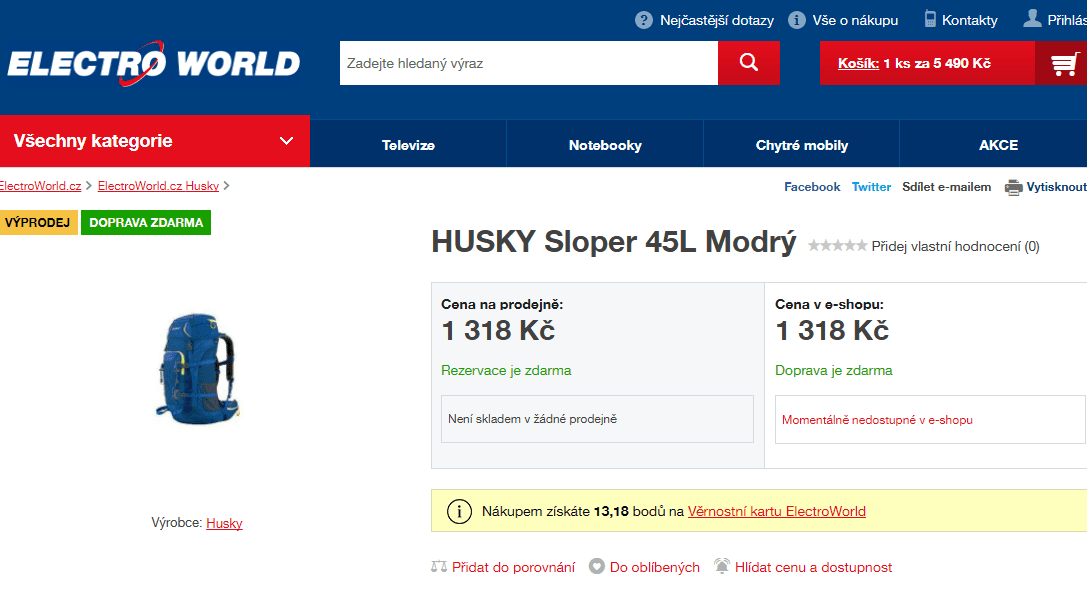 Batoh HUSKY Sloper 45L modrý