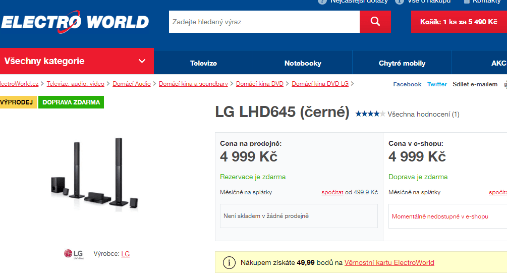 Domácí kino LG LHD645