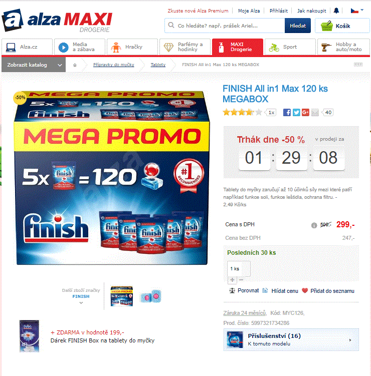 Tablety FINISH All in1 MAX 120 ks