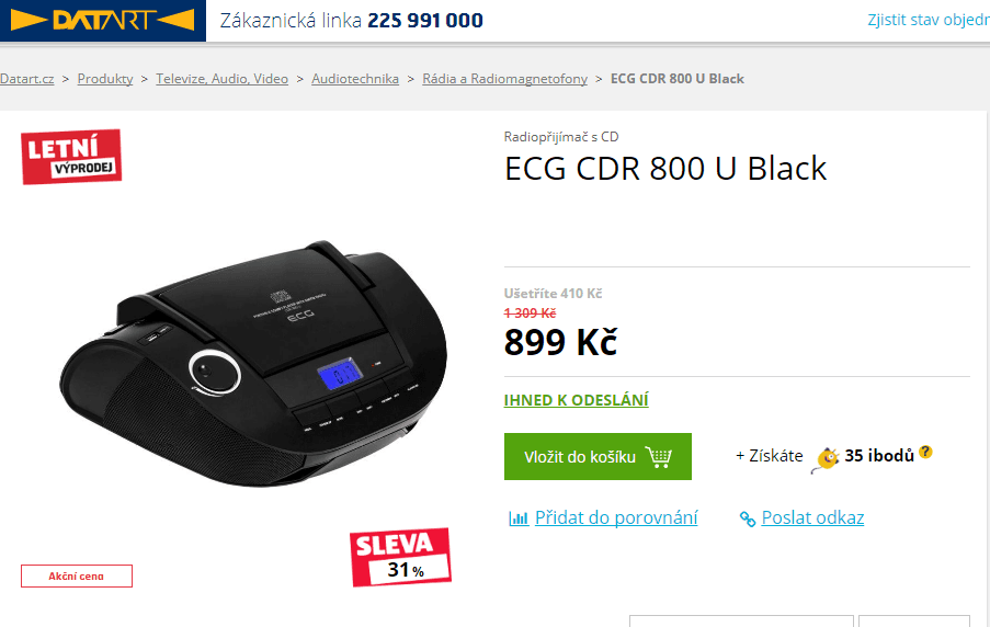 Rádio s CD přehrávačem ECG 