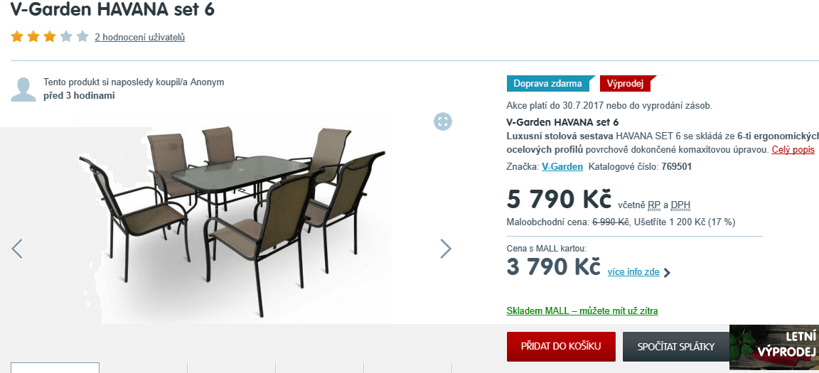 6x křeslo, 1x stůl, hliník, Vegas Havana