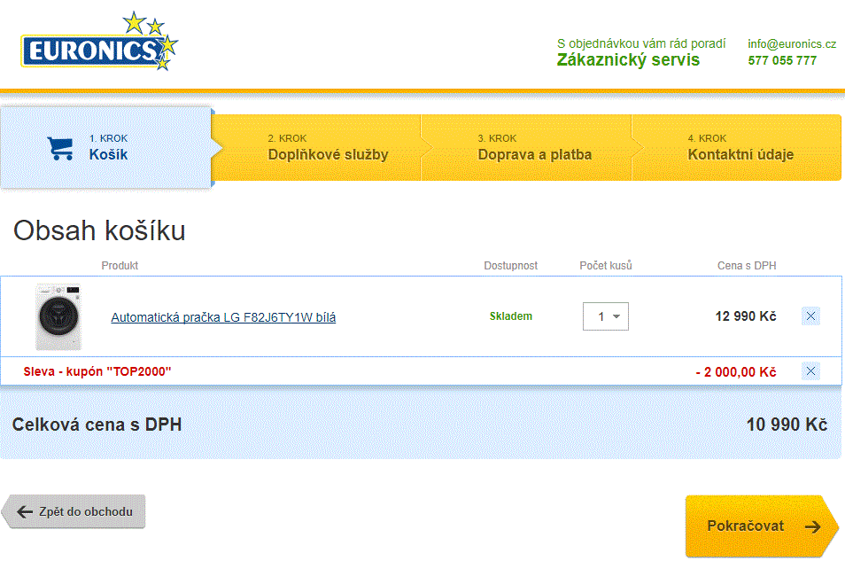 Pračka LG, 6,5kg, 1200 ot., A+++, pára