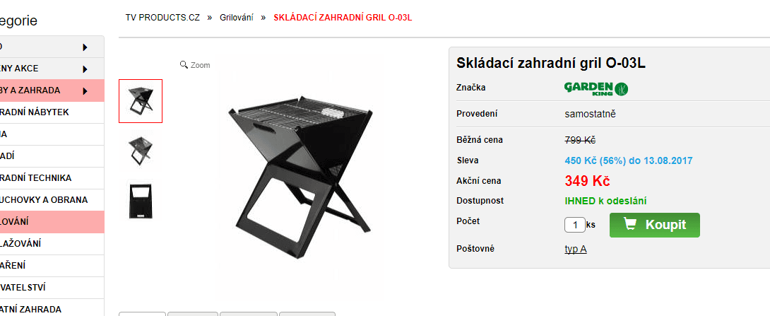 Gril, skládací, lehký, 37 x 47 cm