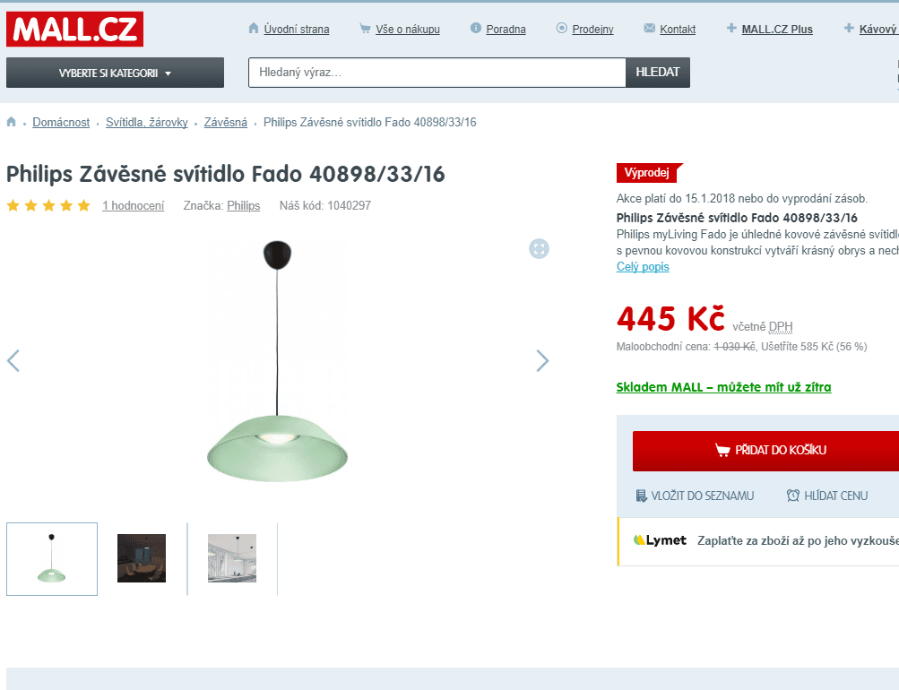 Philips Závěsné svítidlo Fado 