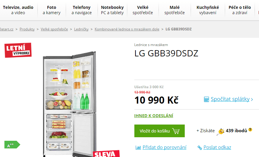 Smart lednice LG, Wifi, 190 cm, A++