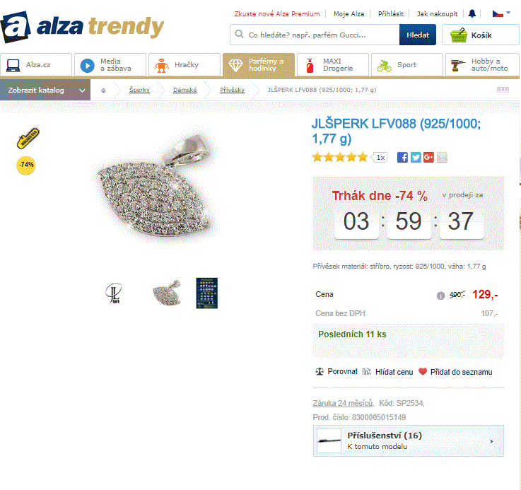 Stříbrný přívěsek Linger LFV088