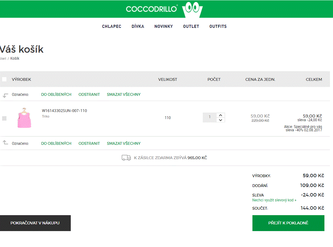 Coccodrillo - sleva 40% na vybrané zboží