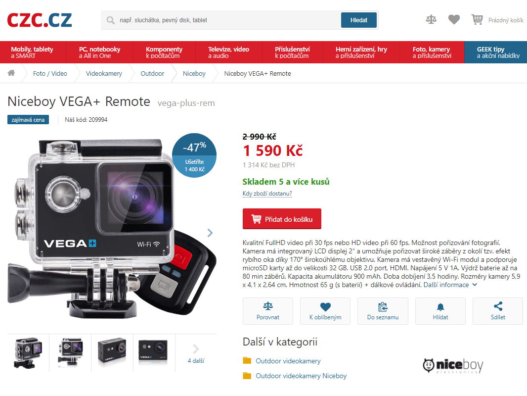 Outdoor kamera Niceboy VEGA+ Remote
