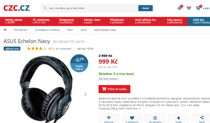 Herní sluchátka ASUS Echelon Navy