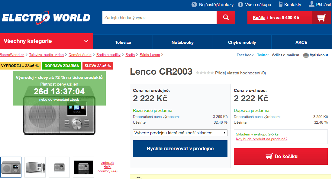 Bezdrátové internetové, FM rádio Lenco