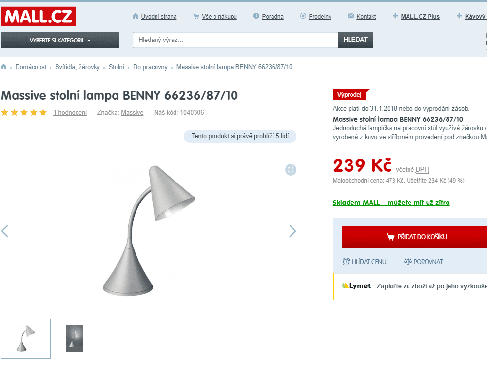 Stolní lampa Massive Philips, kov