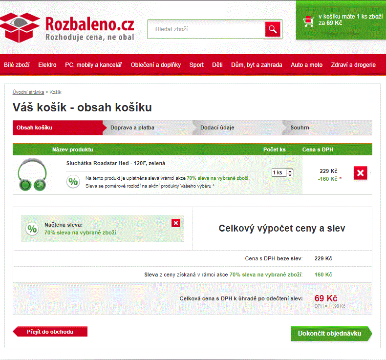Rozbaleno - extra sleva 70% na Výprodej