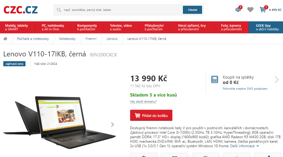 Lenovo, i5, 3,1GHz, 8GB RAM, grafika 2GB, 17,3"