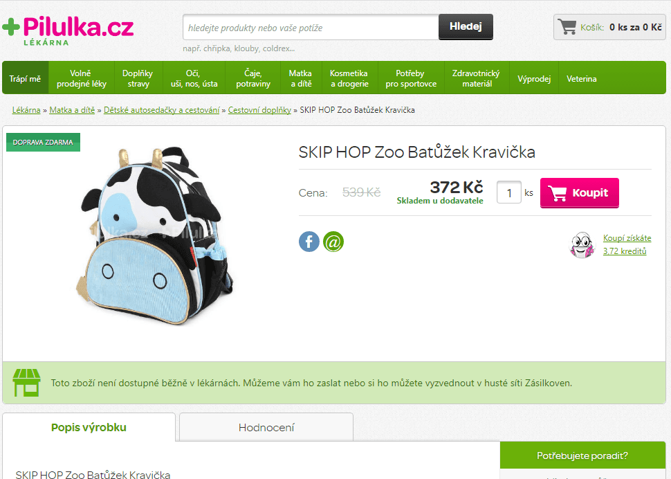 Baťůžek Skip Hop kravička