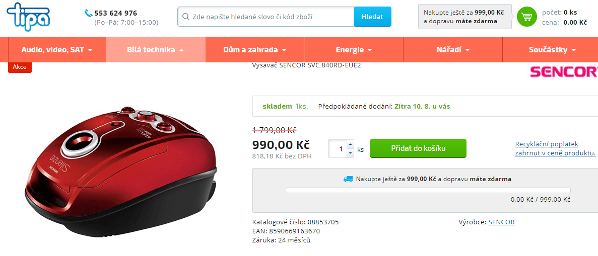 Vysavač Sencor Silenzio SVC 840