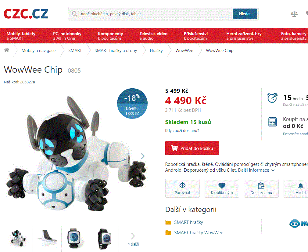 Robotická hračka WowWee Chip