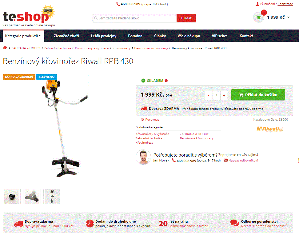 Benzínový křovinořez Riwall RPB 430