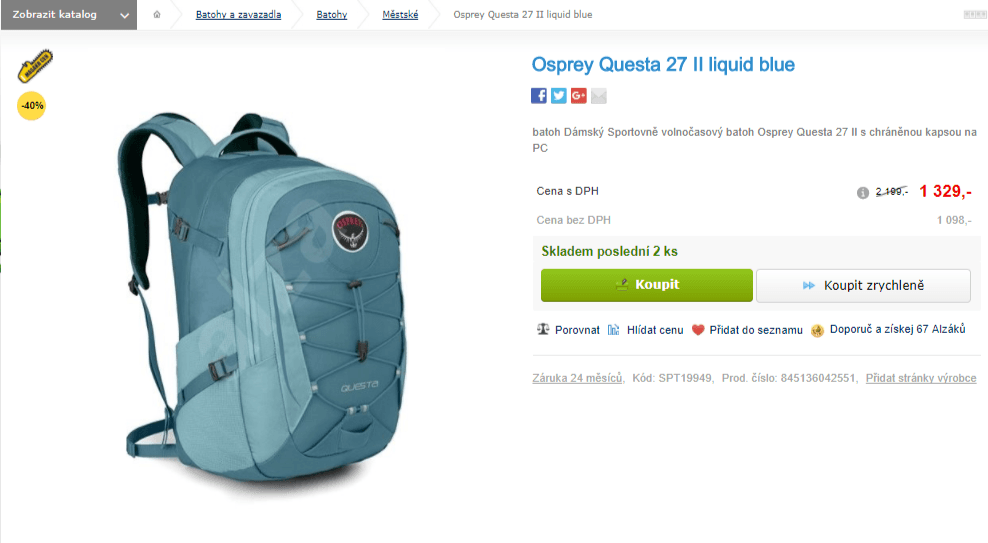 Dámský batoh Osprey Questa 27 l. - 2ks 