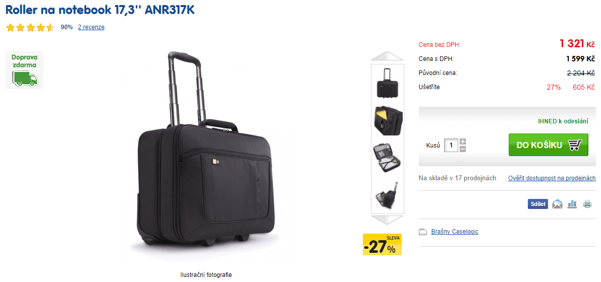 Kufr na kolečkách Case Logic, 17"