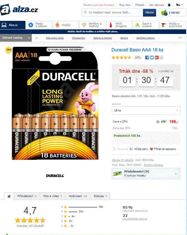 Duracell Basic AAA 18 ks