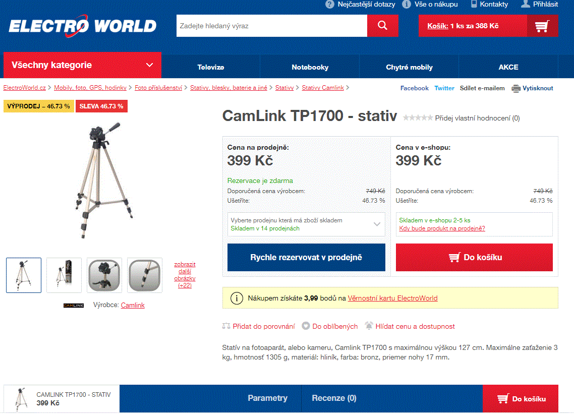 Stativ CamLink TP1700