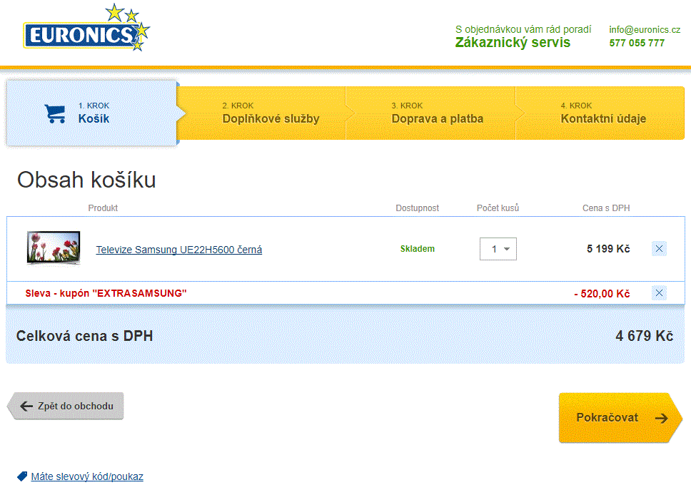 Extra sleva 10% na televize Samsung