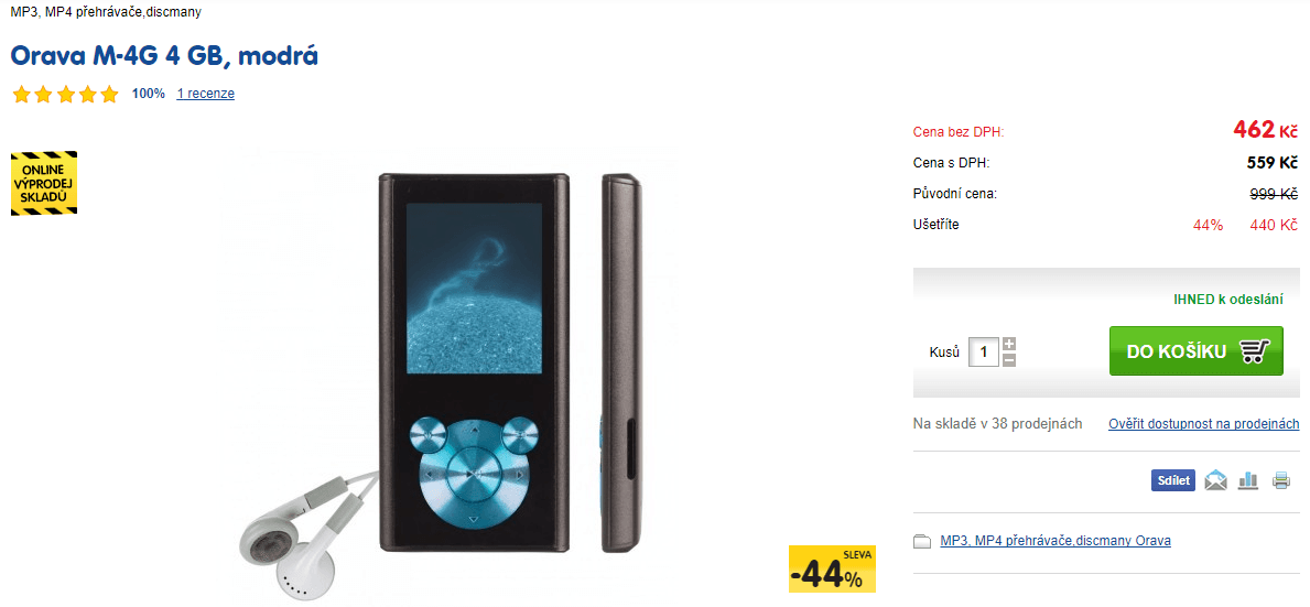 MP4 přehrávač Orava, 4 GB, diktafon