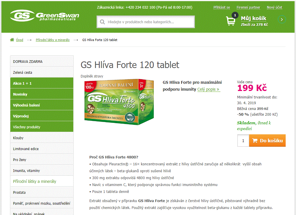 GS Hlíva Forte 120 tablet