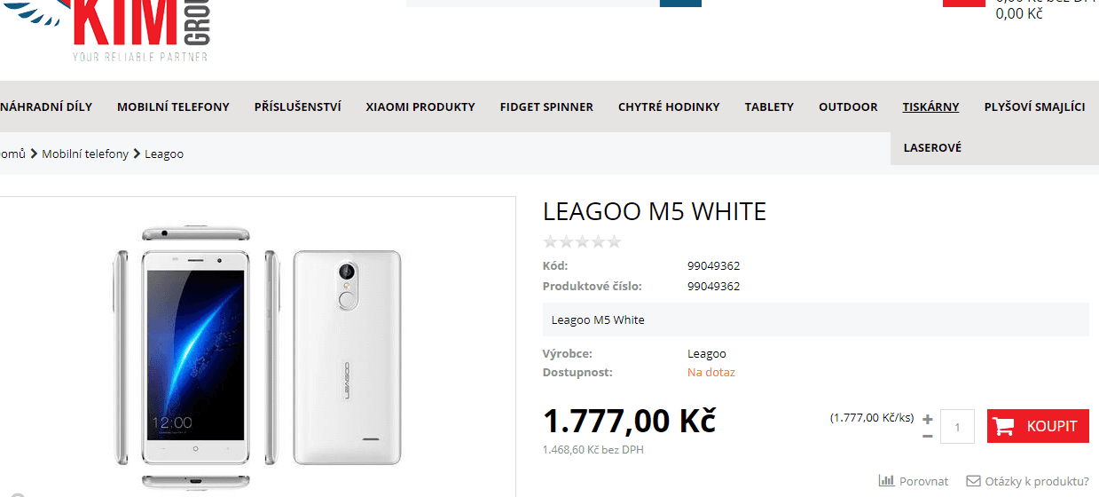 Leagoo M5, 4x 1,3GHz, 2GB RAM, 5"