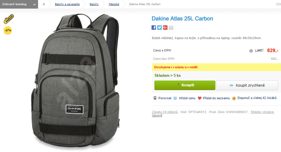 Batoh Dakine Atlas carbon 25l 