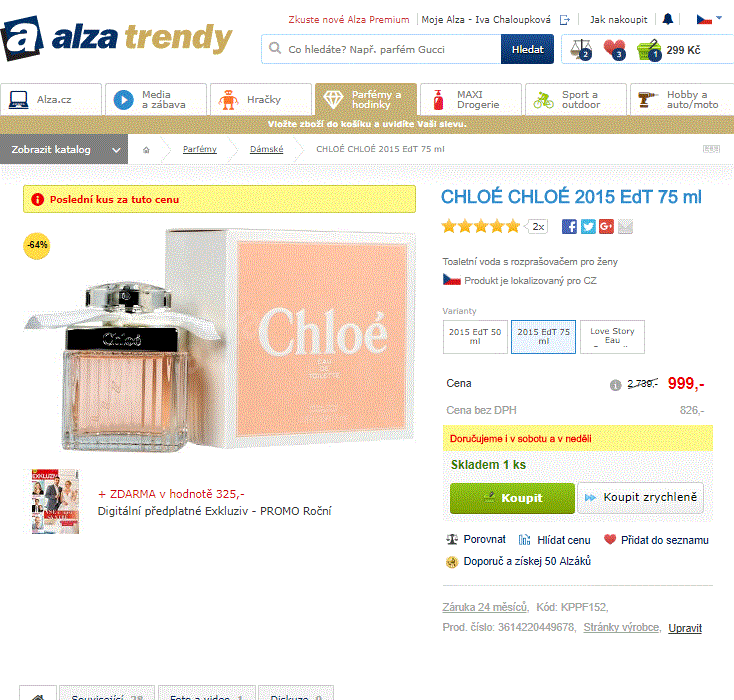 CHLOÉ CHLOÉ 2015 EdT 75 ml