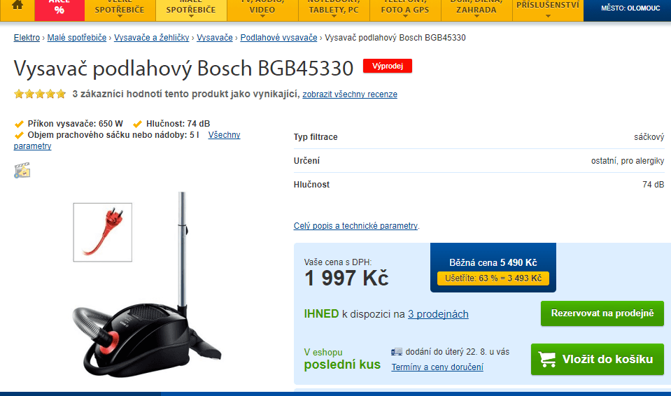 Vysavač Bosch BGB 45330 